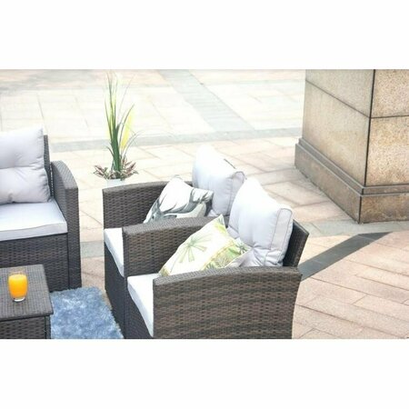 Homeroots HomeRoots 372323 6 Piece Brown Patio Conversation Set with Cushions & Storage Boxes; 118.56 x 31.59 x 14.82 in. 372323